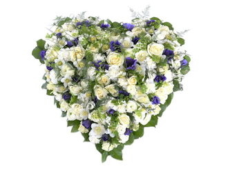 Herz mit Blumen der Saison in weiß-blau